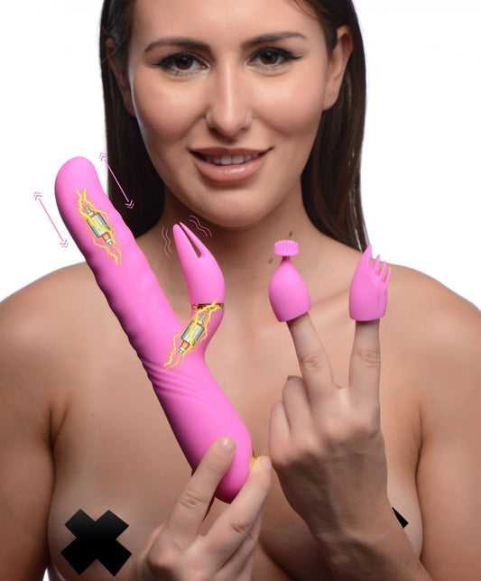 10X Thrusting Silicone Rabbit w/ 3 Attachments